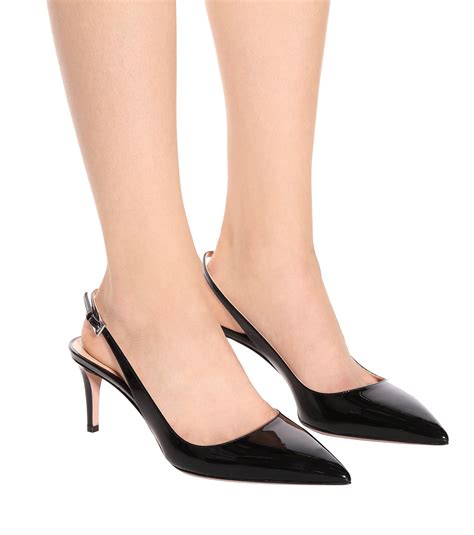 prada two tone leather slingbacks|Black Patent Leather Slingback Pumps .